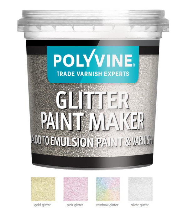 Polyvine Glitter Paint Maker Gold, Pink, Rainbow & Silver for Varnish or Paints