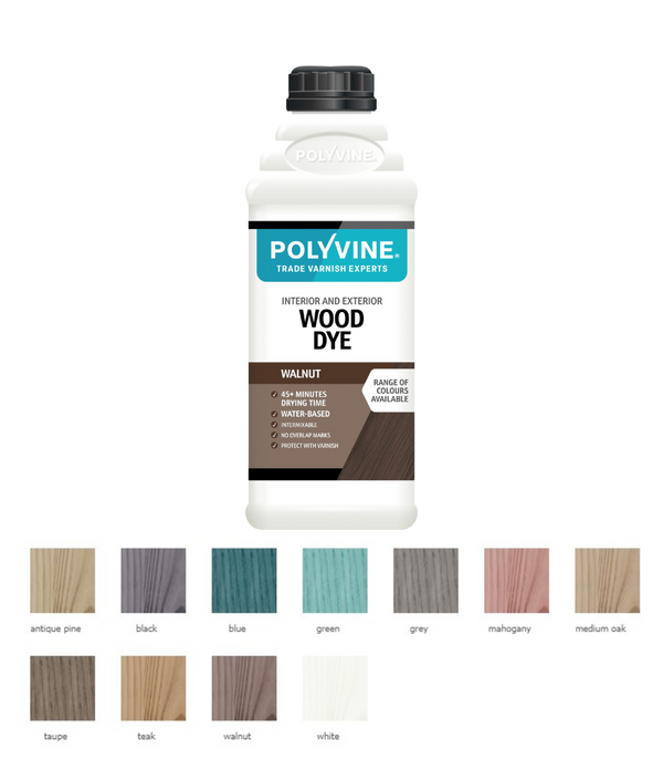 Polyvine Wood Dye Colour For Indoor and Outdoor - All Colours and Sizes