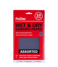 ProDec Assorted Grits Wet and Dry - 10 Sheets Half Size (230mm x 140mm)