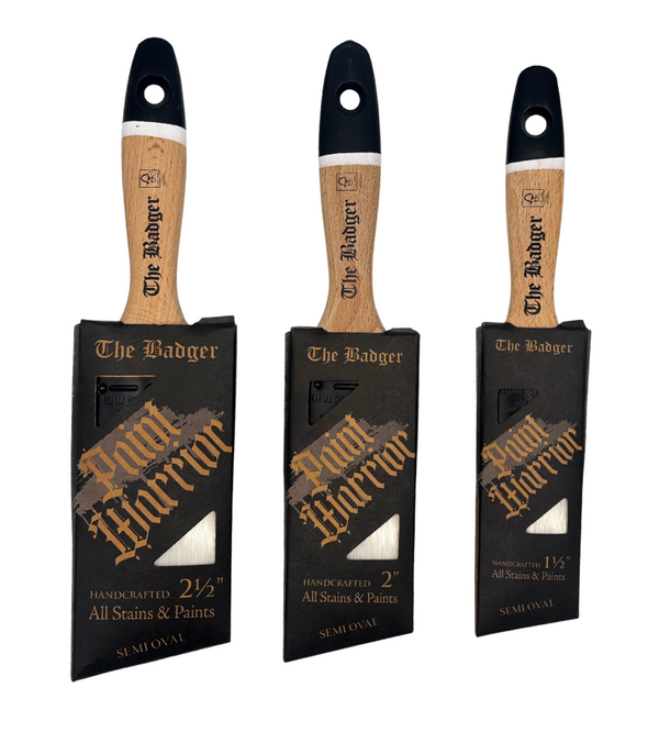Paint Warrior Badger Oval Angle Bever Tail Paint Brush - All Sizes