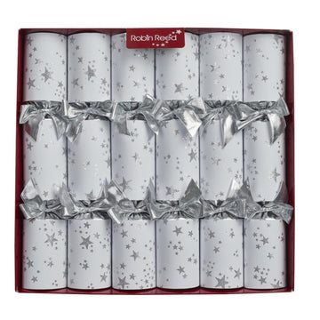 Robin Reed Christmas Crackers - Twinkle White Stars - 14 Inch - 6 Pack