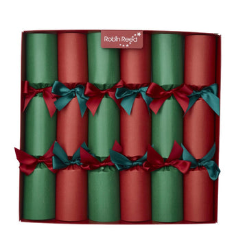 Robin Reed Christmas Crackers - Red and Green Hampton - 14 Inch - 6 Pack