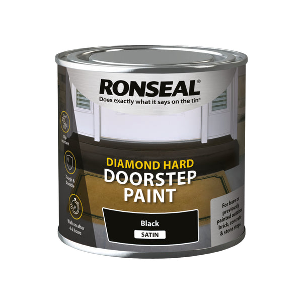 Ronseal Diamond Hard Door Step Paint - Black or Tile Red - 750ml or 25 ...