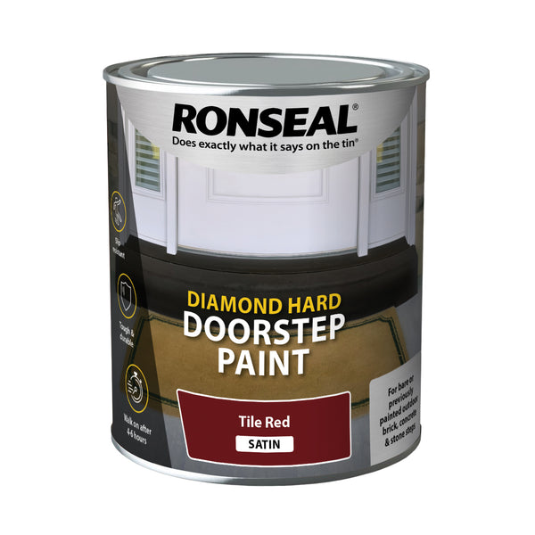 Ronseal Diamond Hard Door Step Paint - Black or Tile Red - 750ml or 250ml