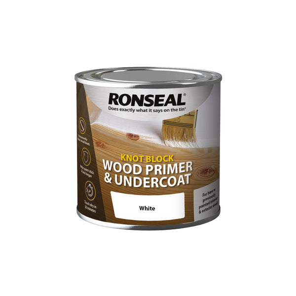 Ronseal Knot Block Wood Primer and Undercoat - White - All Sizes