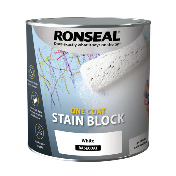 Ronseal One Coat Stain Block  - White - 2.5 Litre or 750ml