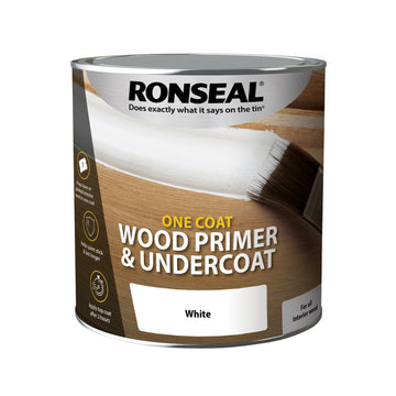 Ronseal One Coat Wood Primer and Undercoat - White - All Sizes