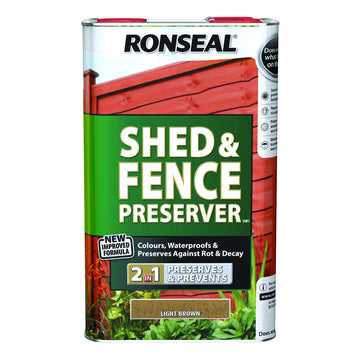 Ronseal Shed and Fence Preserver - 2 in 1 Formula - 5 Litre - All Colours