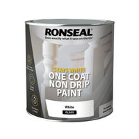 Ronseal Stays White One Coat Non Drip Paint - Pure Brilliant White - All Sizes