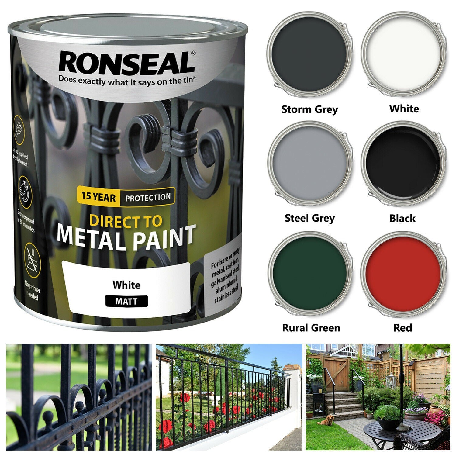 Ronseal 15 Year Protection Direct to Metal Paint All Colours