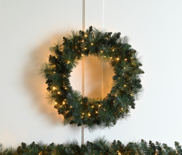 Festive Firefly Lit Christmas Wreath with Warm White Lights - 60cm