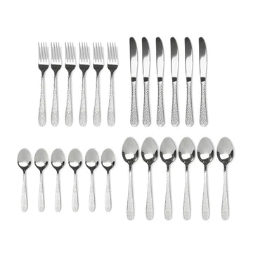 Sabichi Hammered 24 Piece Cutlery Set Stainless Steel - 6 Place Settings