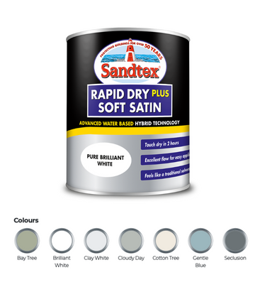 Sandtex Rapid Dry Plus Satin - All Colours - All Sizes