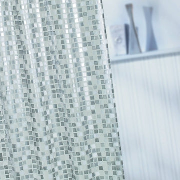 Croydex PVC Shower Curtain Silver Mosaic 1800mm x 1800mm Easy to clean