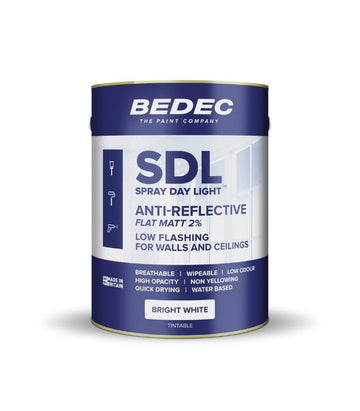 Bedec Spray Daylight Anti Reflective Paint - Flat Matt - Bright White - 5 Litre