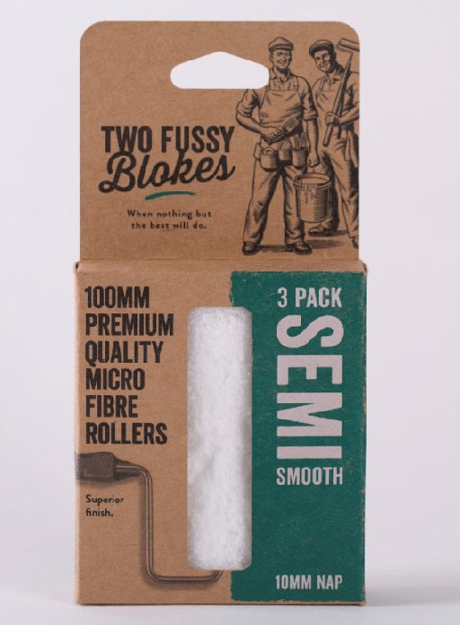 Two Fussy Blokes Semi Smooth Roller Refill Sleeves 4" (100mm) - 3 Pack