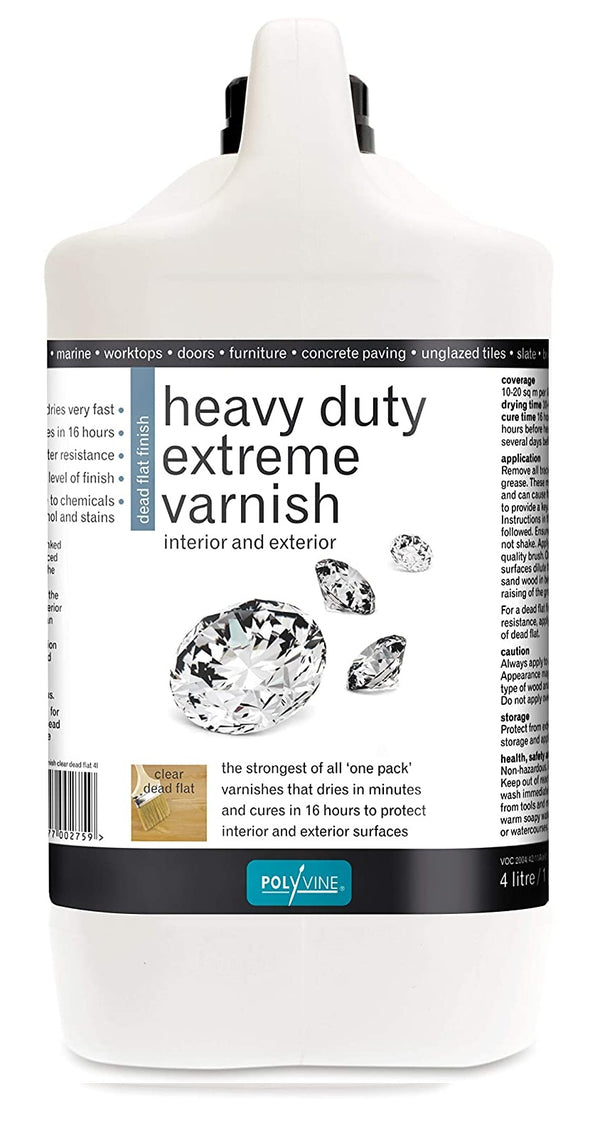 Polyvine Heavy Duty Extreme Varnish Available in Satin and Dead Flat