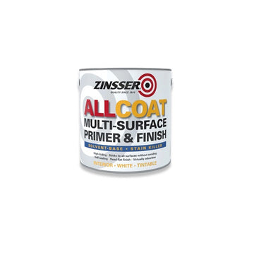 Zinsser AllCoat (Solvent Based) Stain Killer Flat Finish - White - All Sizes