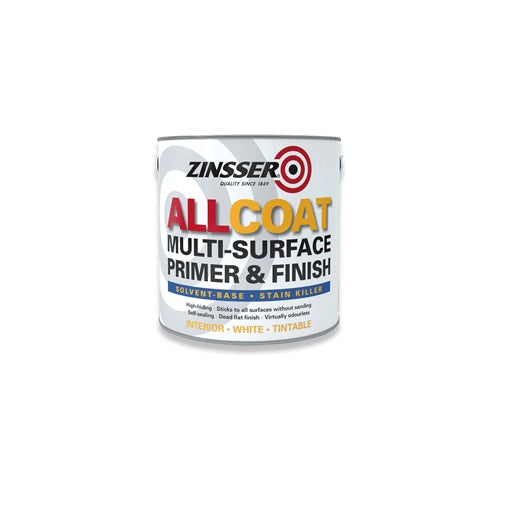 Zinsser AllCoat (Solvent Based) Stain Killer Flat Finish - White - All Sizes